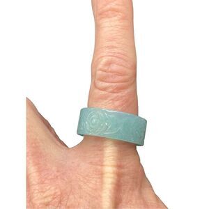 QVC gemstone rose carved blue ring size 10